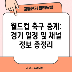 월드컵 축구 중계: 경기 일정 및 채널 정보 총정리