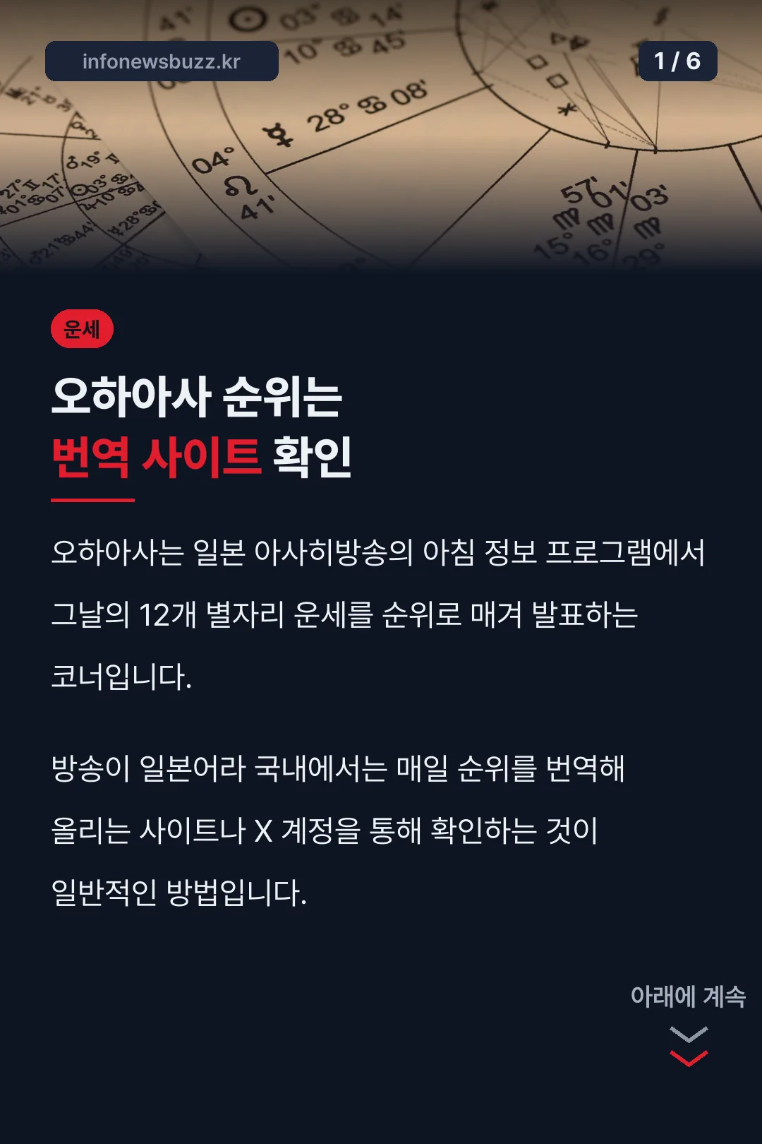 오하아사 순위는 번역 사이트 확인