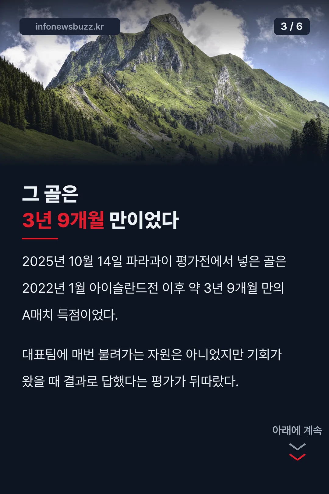 3년 9개월 만의 A매치 골